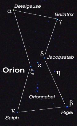Orion aufgenommen am 08.01.2003 mit nackter Digitalkamera, 8s Belichtungszeit